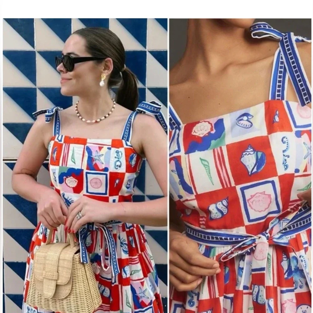 Hunter Bell Quincy Dress Sea Tiles Maxi – Size 2 Colorful Geometric Print - Picture 4 of 9